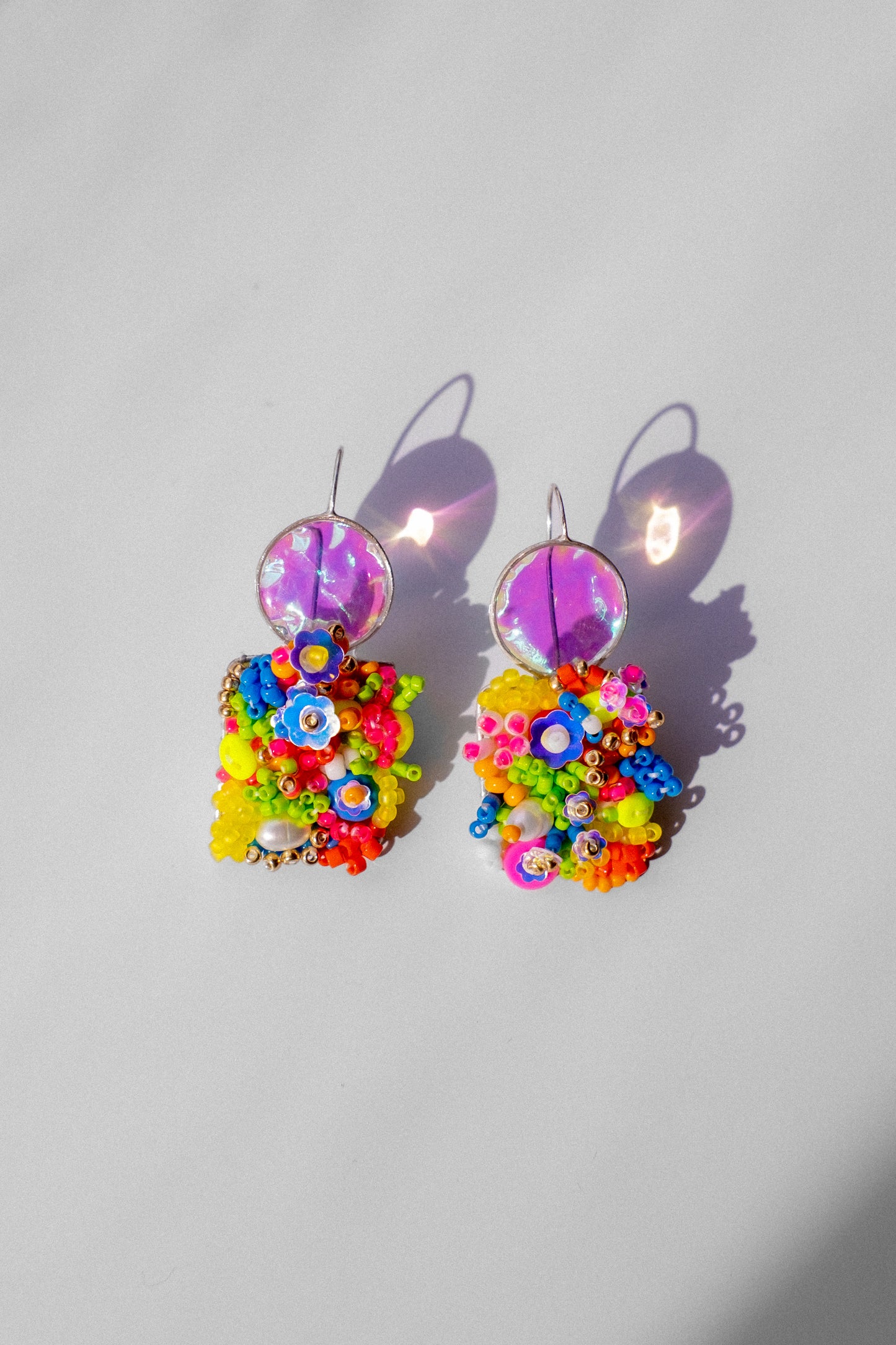 Half Light Iridescent Beaded Earrings