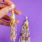 Golden Rays Beaded Tassel Earrings