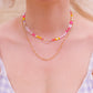 Y2K Pink Lemonade Beaded Necklace