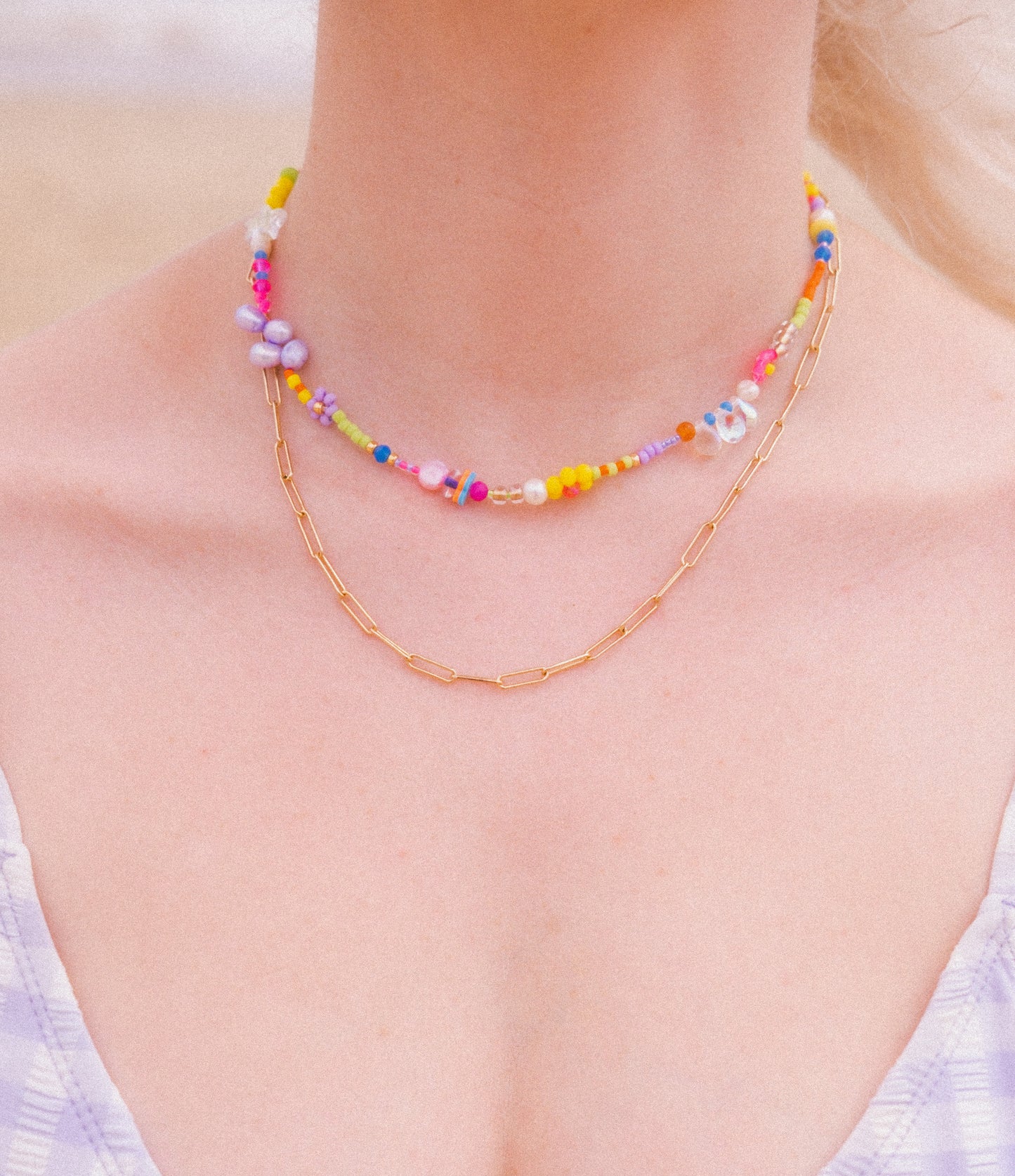 Y2K Rainbow Beaded Necklace II