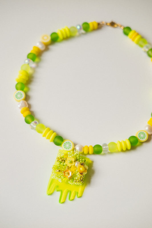 Lemon Lime Slime Beaded Necklace