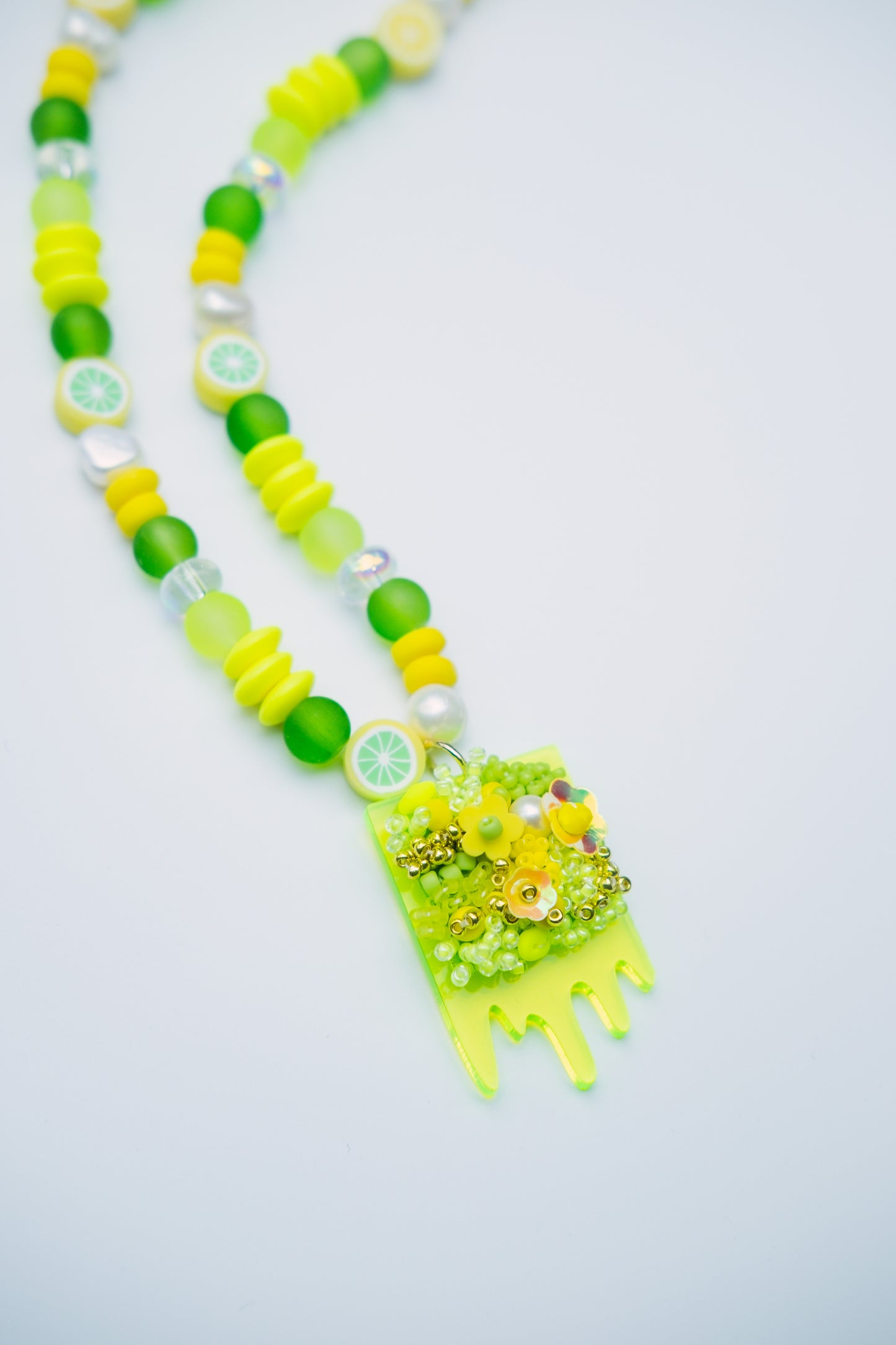 Lemon Lime Slime Beaded Necklace