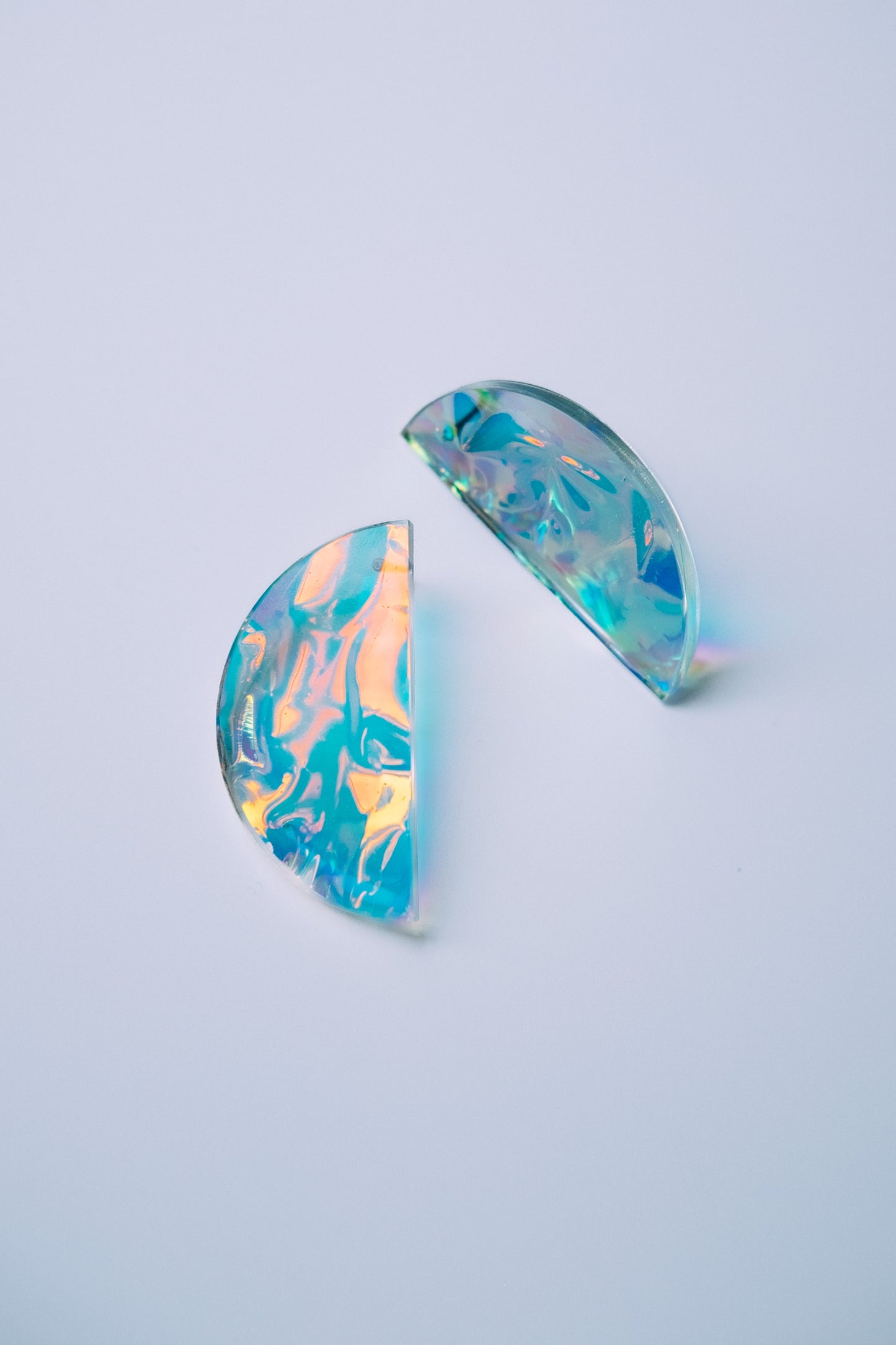 Electric Blue Iridescent Half Moon Earrings