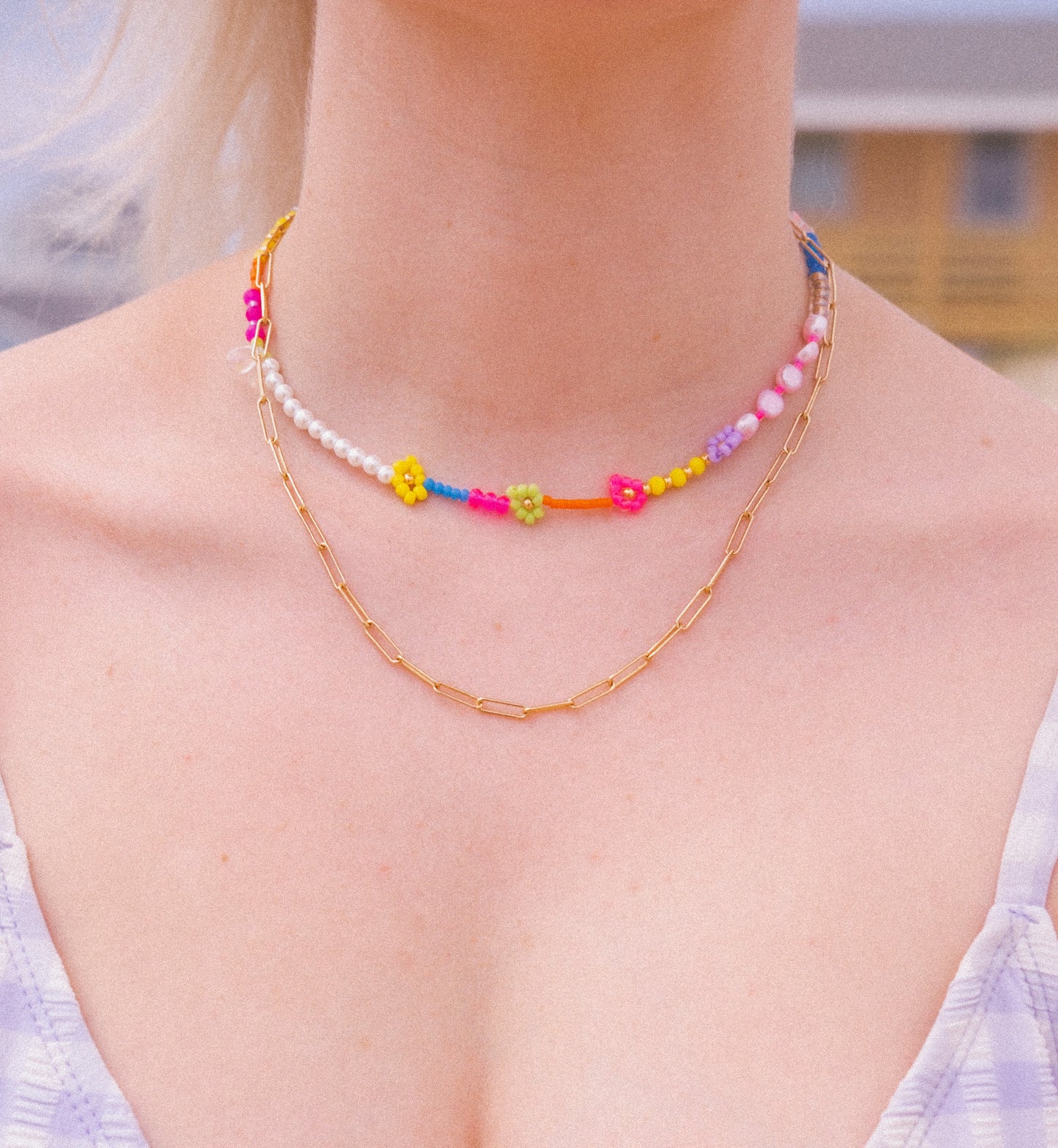 Y2K Rainbow Beaded Necklace I