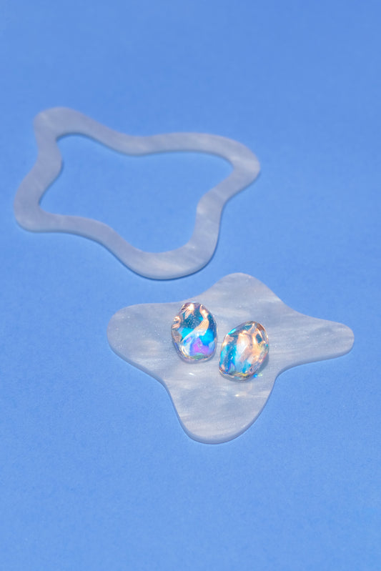 Electric Blue Hard Candy Iridescent Stud Earrings