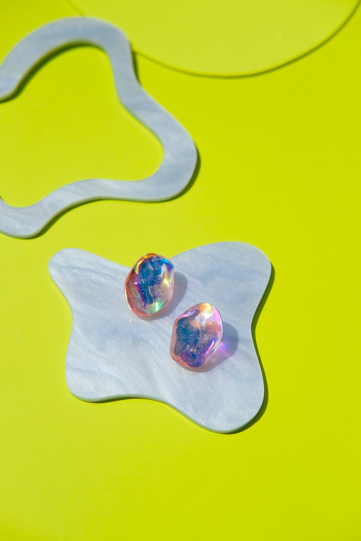 Fairy Floss Hard Candy Iridescent Stud Earrings