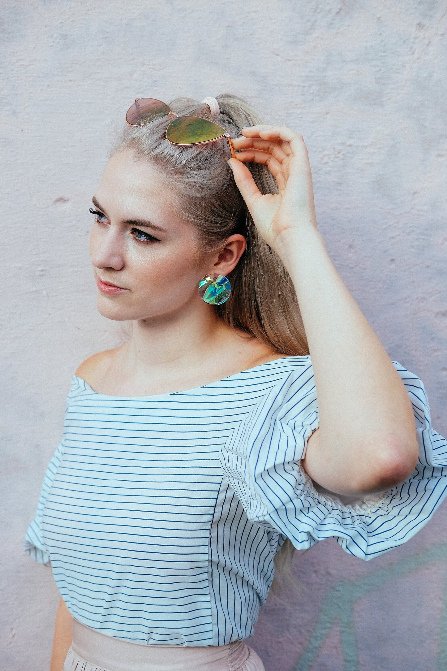 Modern Mermaid Iridescent Disc Earrings