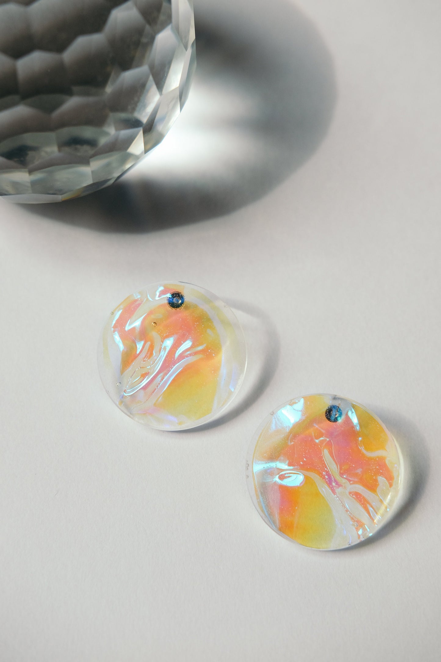 Candy Opal Iridescent Disc Stud Earrings