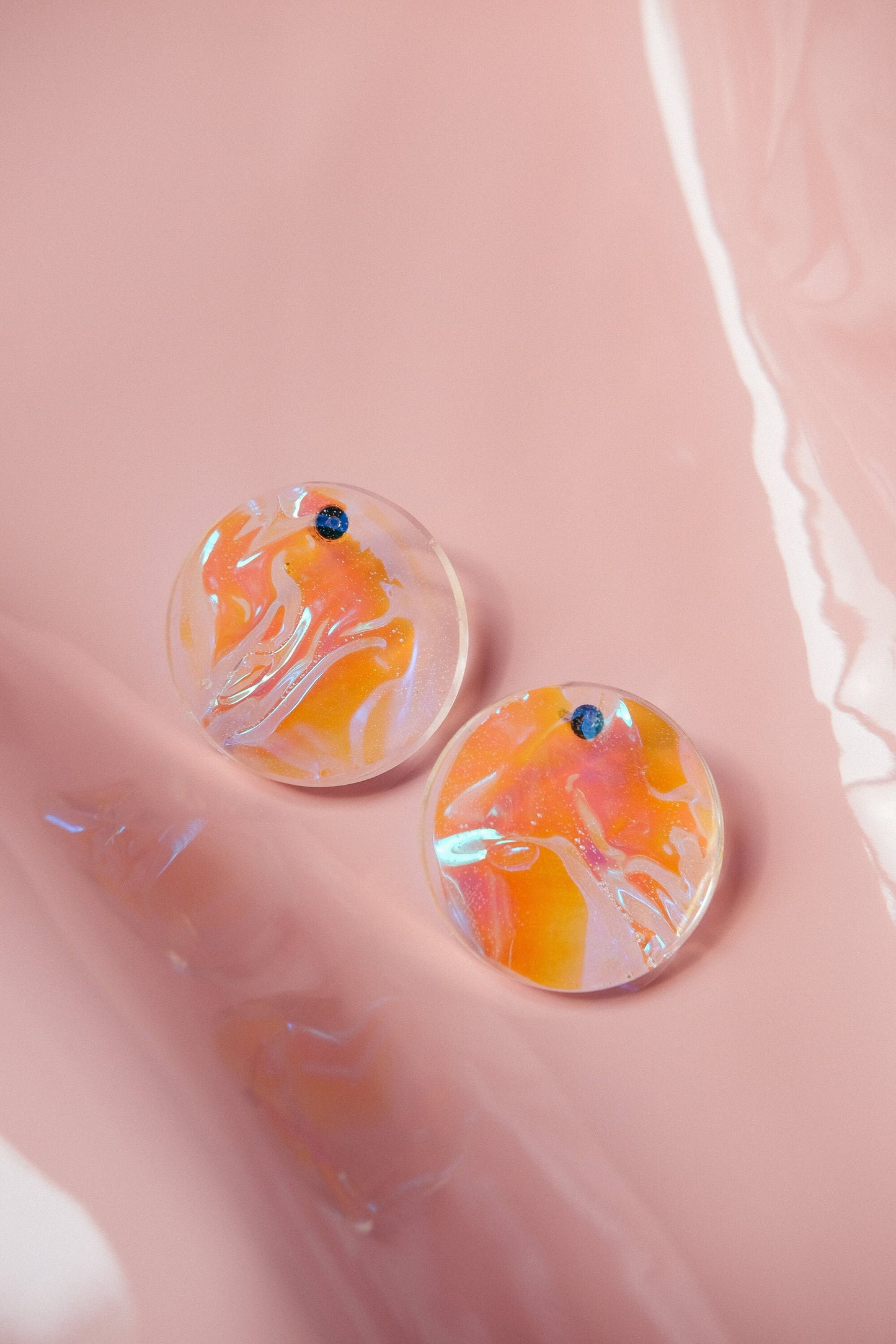 Candy Opal Iridescent Disc Stud Earrings