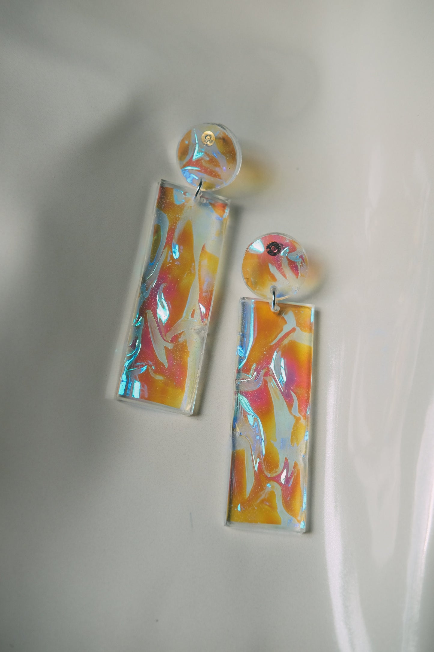 Candy Opal Iridescent Bar Dangle Earrings