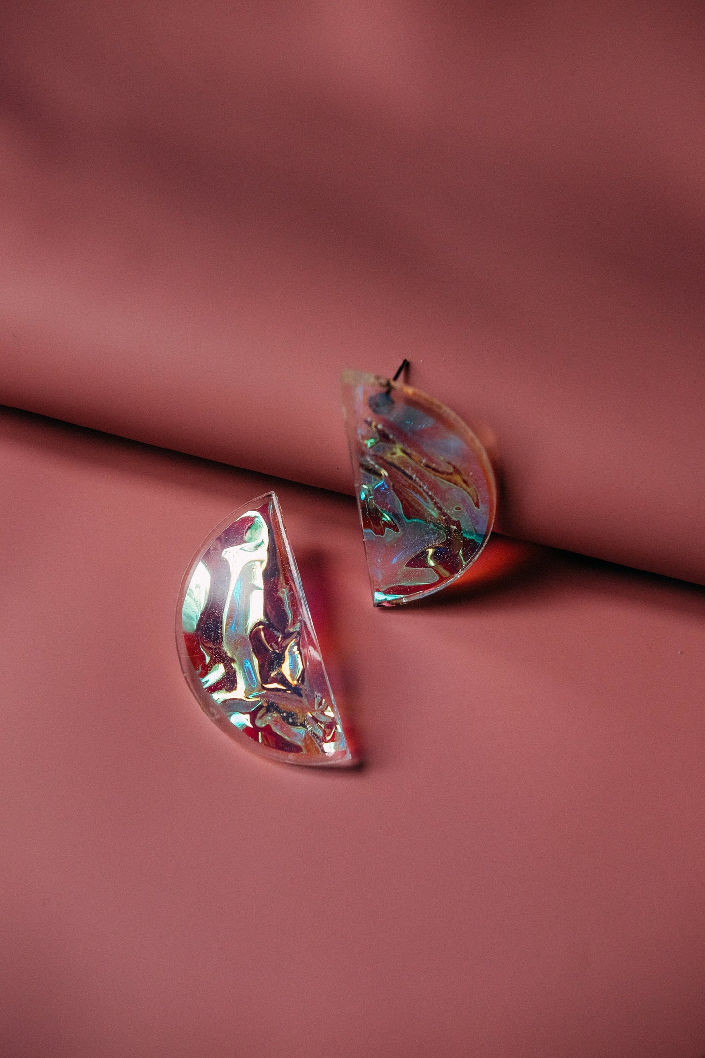 Modern Mermaid Half Moon Iridescent Earrings