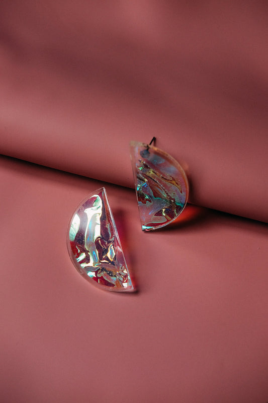 Modern Mermaid Half Moon Iridescent Earrings