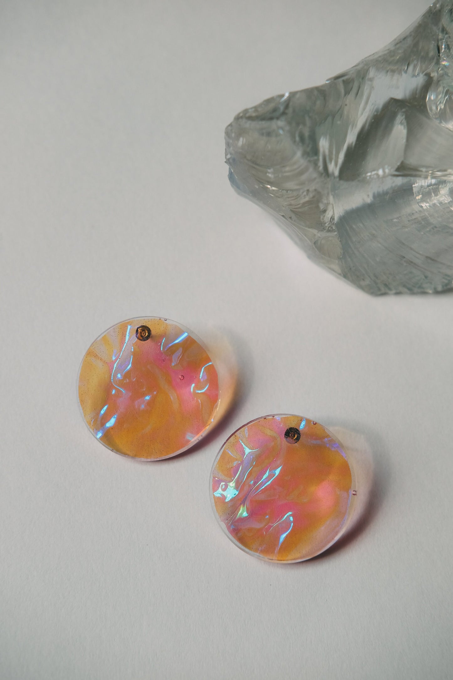 Amber Lilac Iridescent Disc Earrings