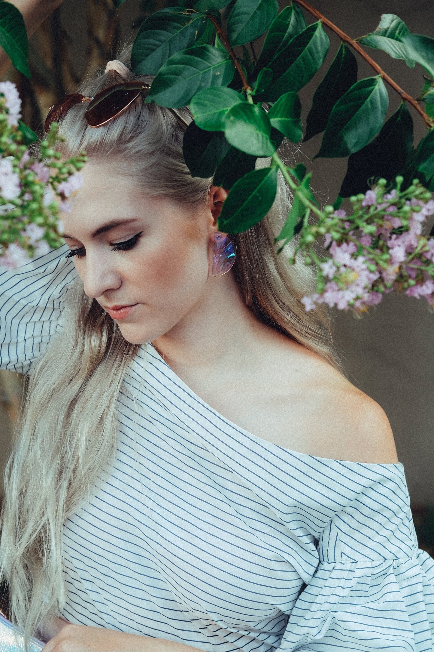 Amber Lilac Half Moon Iridescent Earrings