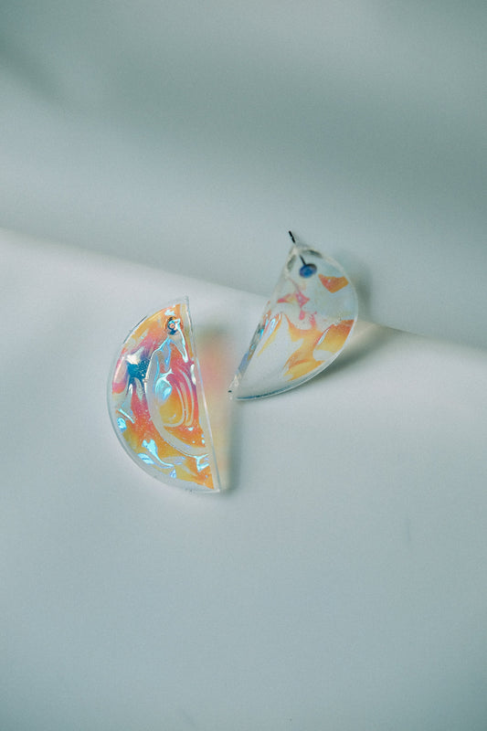 Candy Opal Half Moon Iridescent Stud Earrings