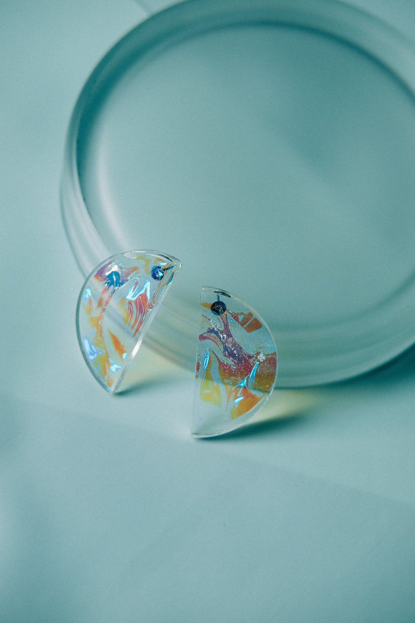 Candy Opal Half Moon Iridescent Stud Earrings