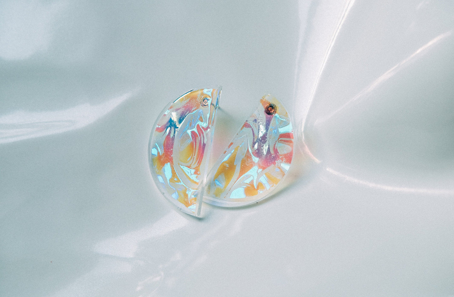 Candy Opal Half Moon Iridescent Stud Earrings