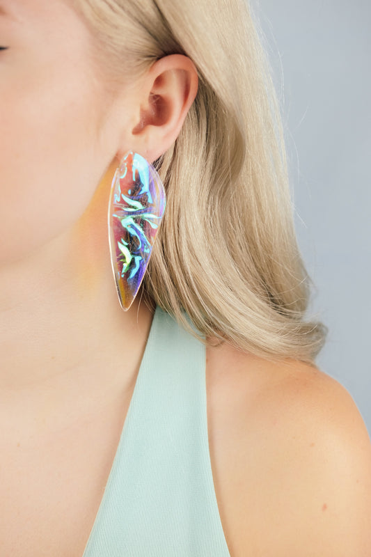 Candy Opal Iridescent Angel Wing Earrings