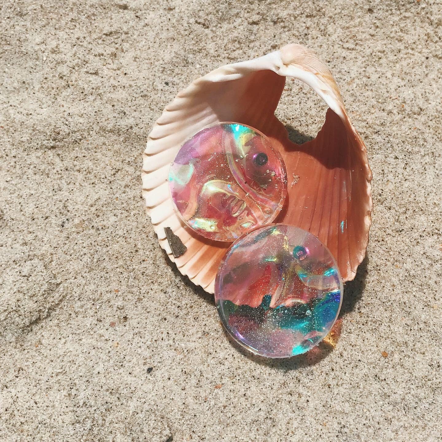 Modern Mermaid Iridescent Disc Earrings