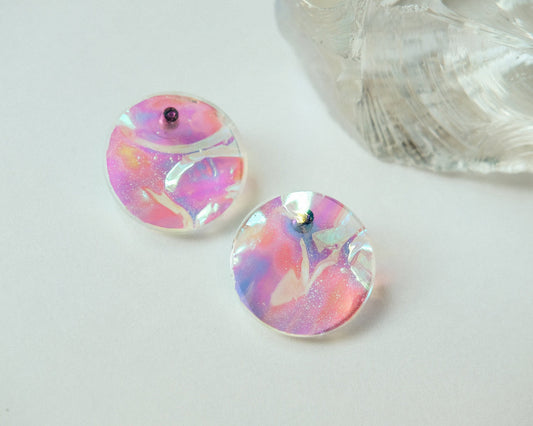 Modern Mermaid Iridescent Disc Earrings