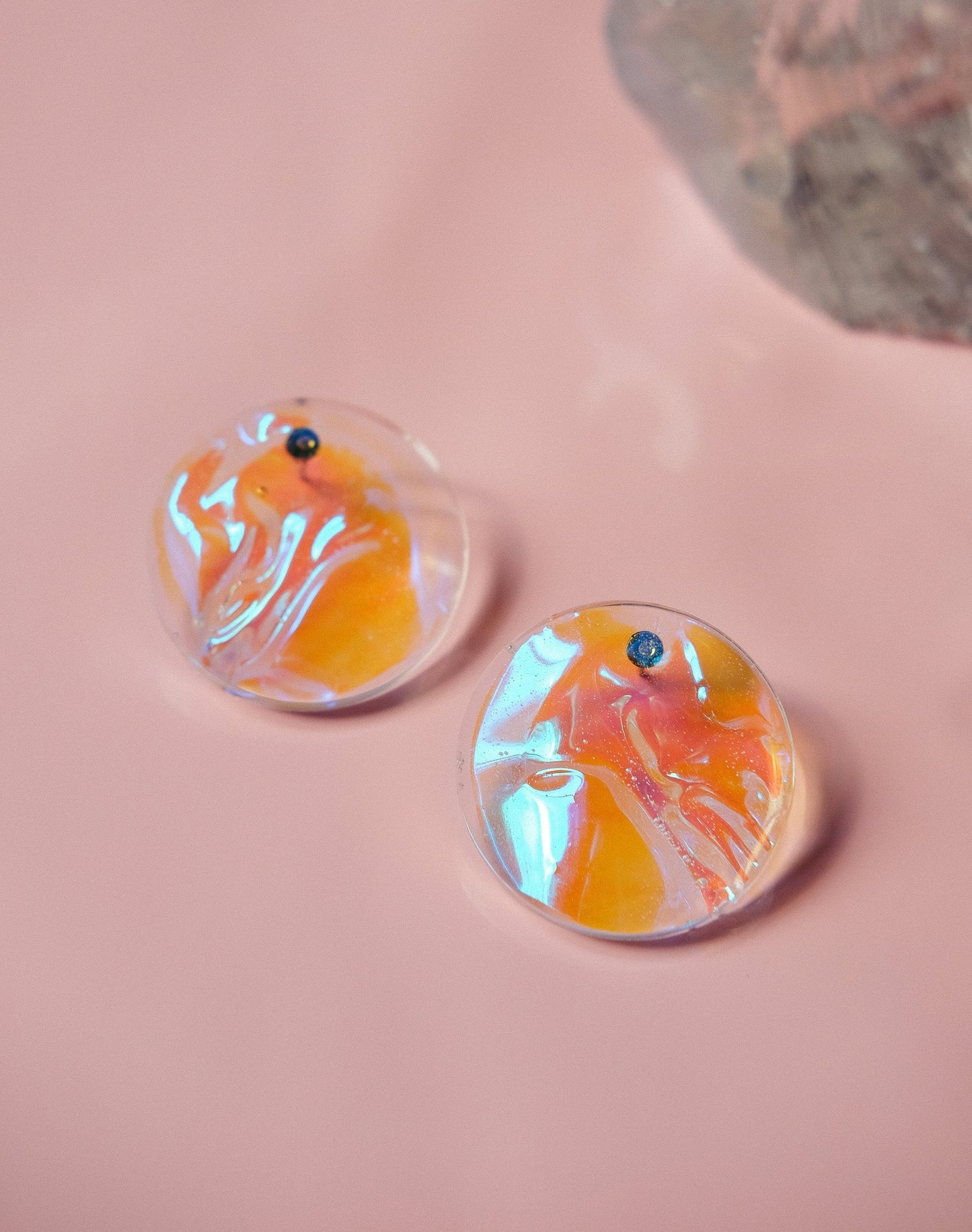 Candy Opal Iridescent Disc Stud Earrings