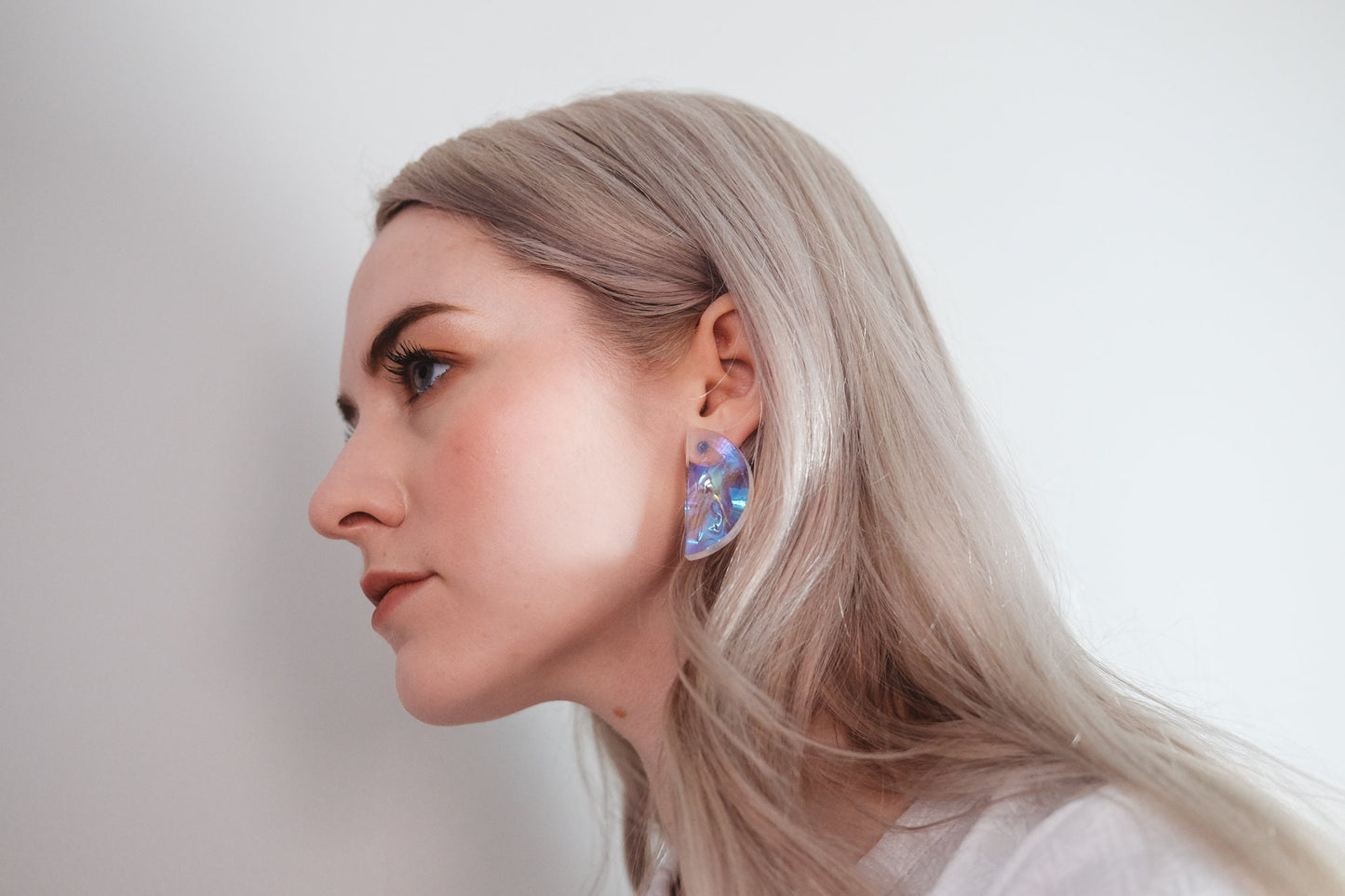 Candy Opal Half Moon Iridescent Stud Earrings