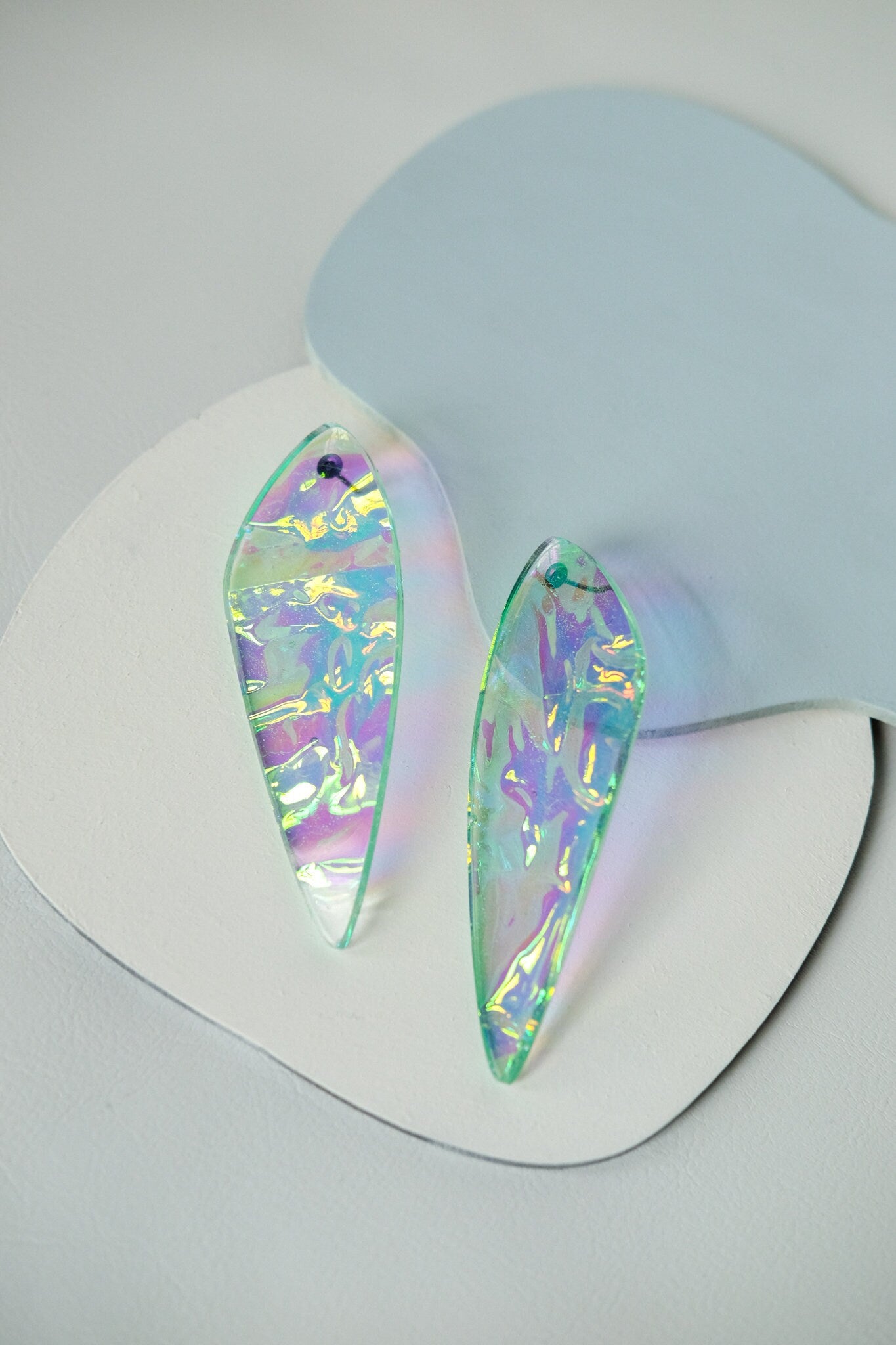 Aqua Iridescent Angel Wing Earrings