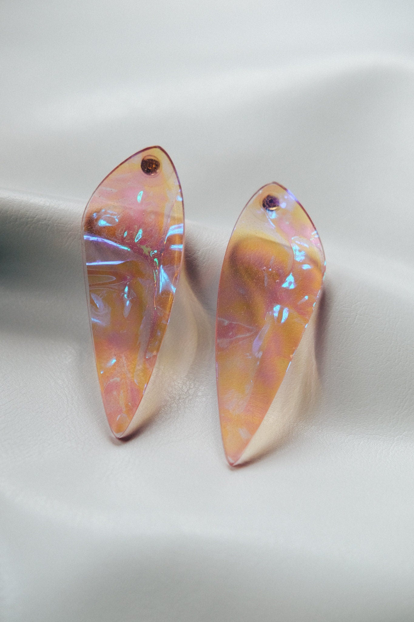 Amber Lilac Iridescent Angel Wing Earrings