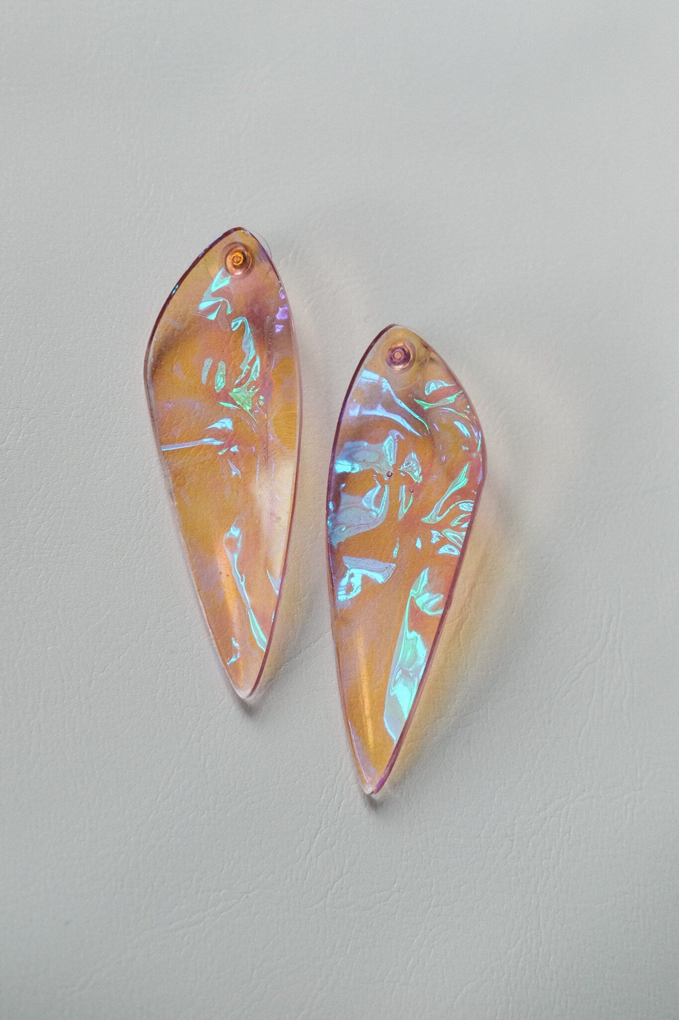 Amber Lilac Iridescent Angel Wing Earrings