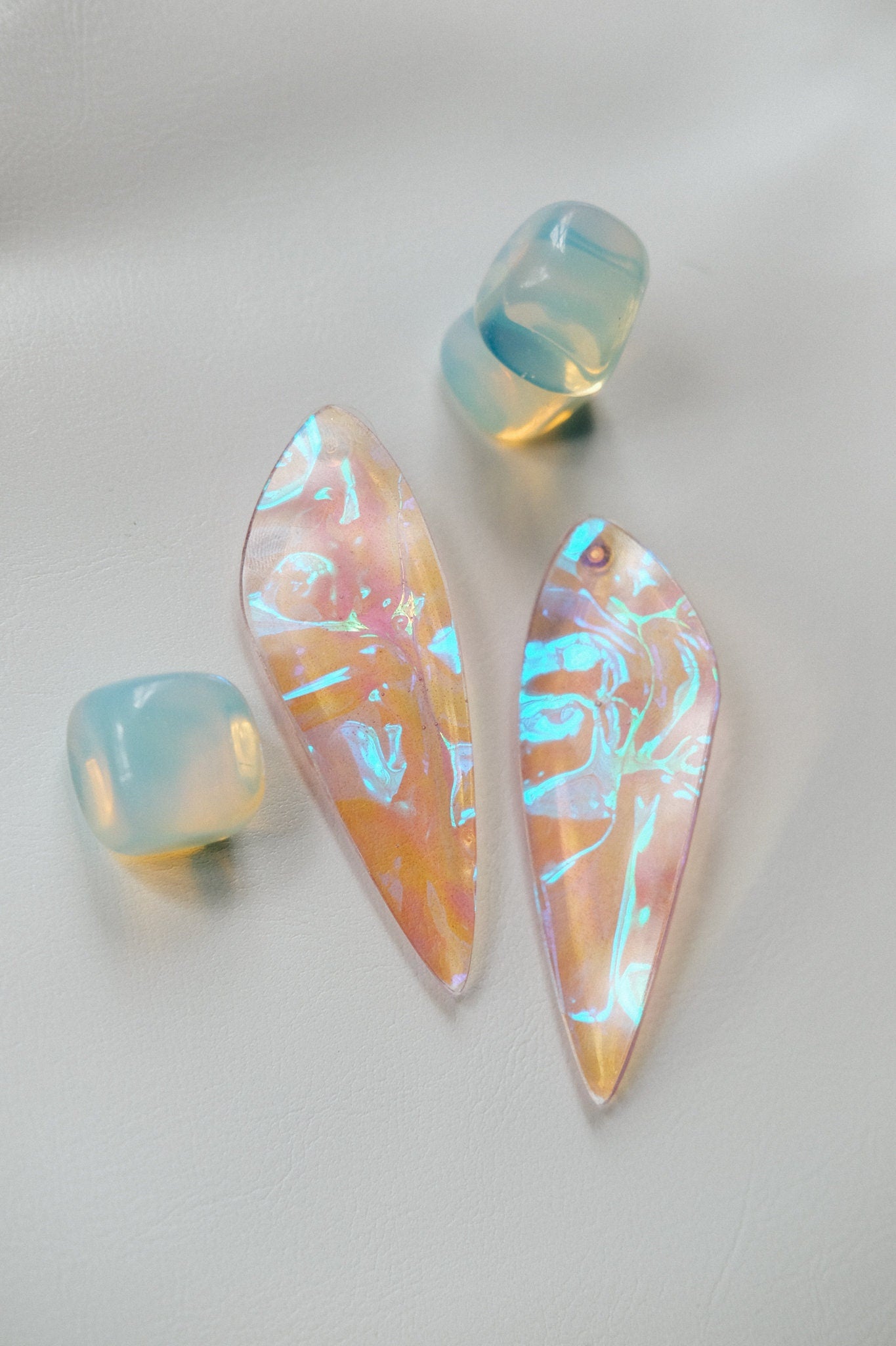 Amber Lilac Iridescent Angel Wing Earrings