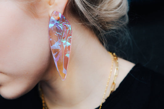 Amber Lilac Iridescent Angel Wing Earrings