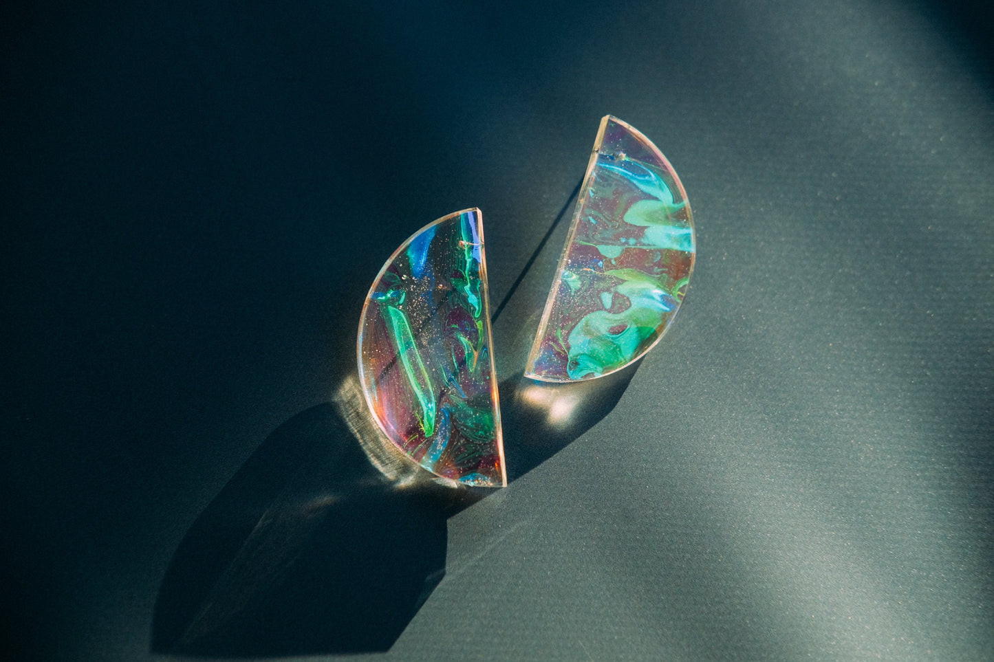 Modern Mermaid Half Moon Iridescent Earrings