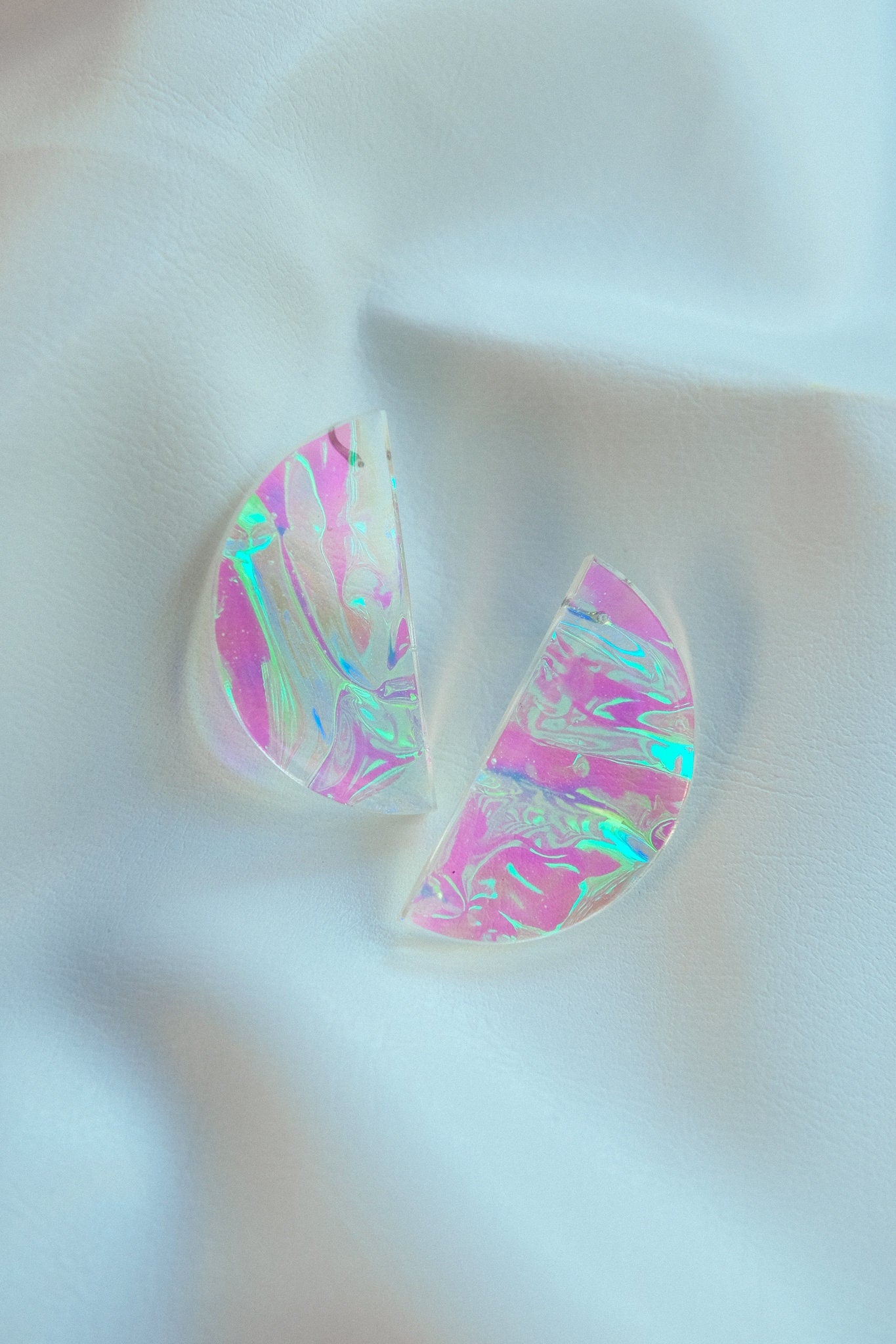 Modern Mermaid Half Moon Iridescent Earrings