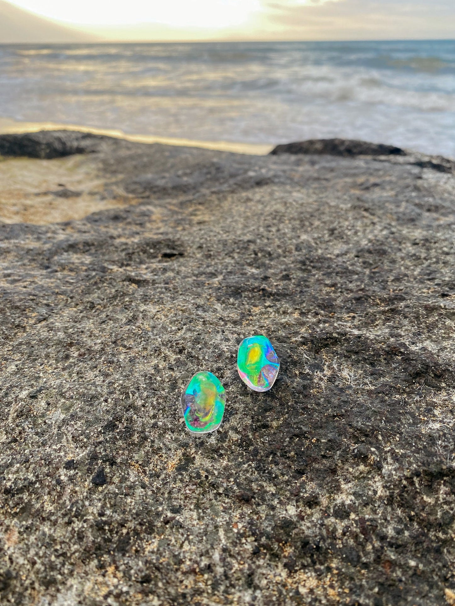 Modern Mermaid Hard Candy Iridescent Stud Earrings