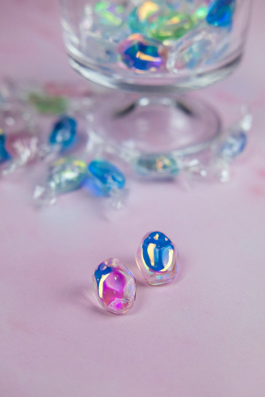 Fairy Floss Hard Candy Iridescent Stud Earrings