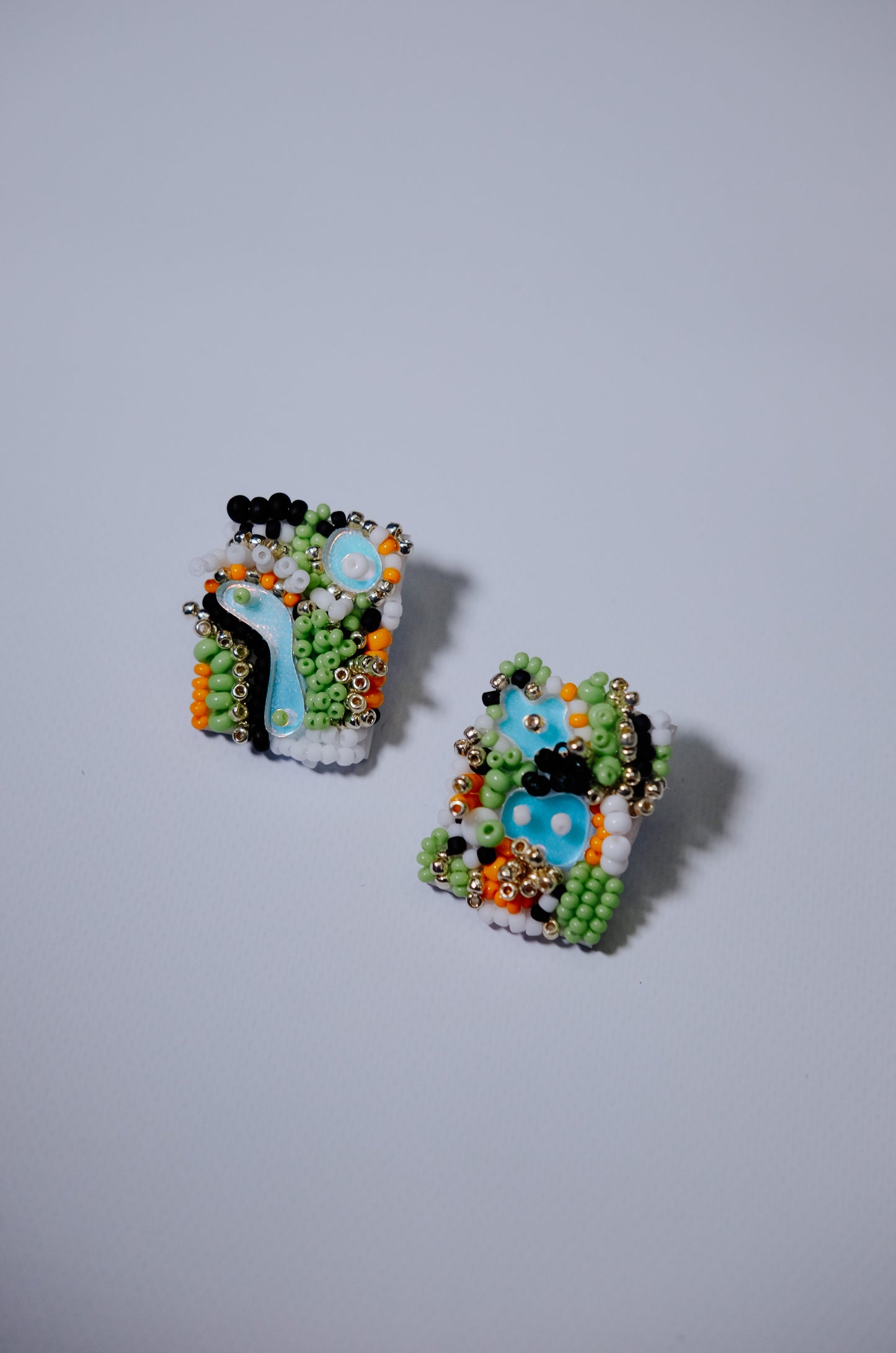 Space Moss Beaded Stud Earrings