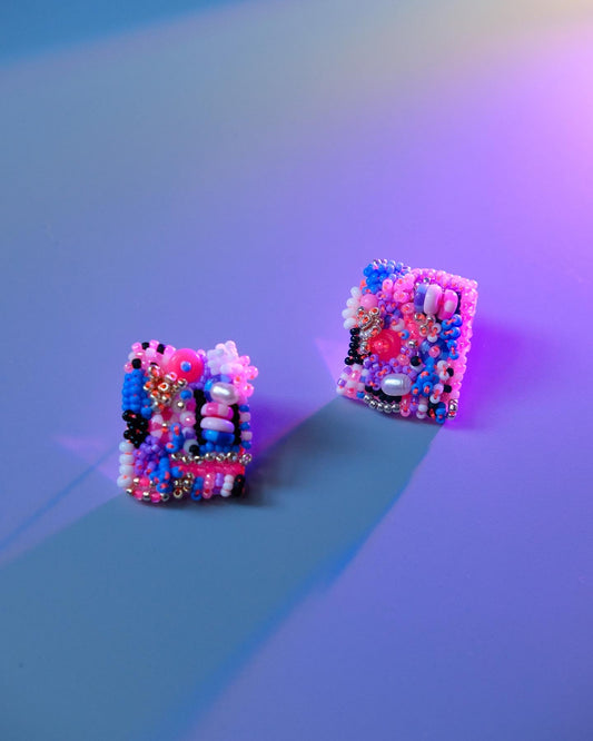 Spaced Out Beaded Stud Earrings