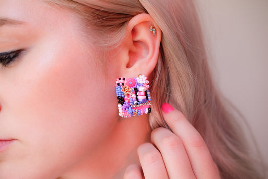 Spaced Out Beaded Stud Earrings